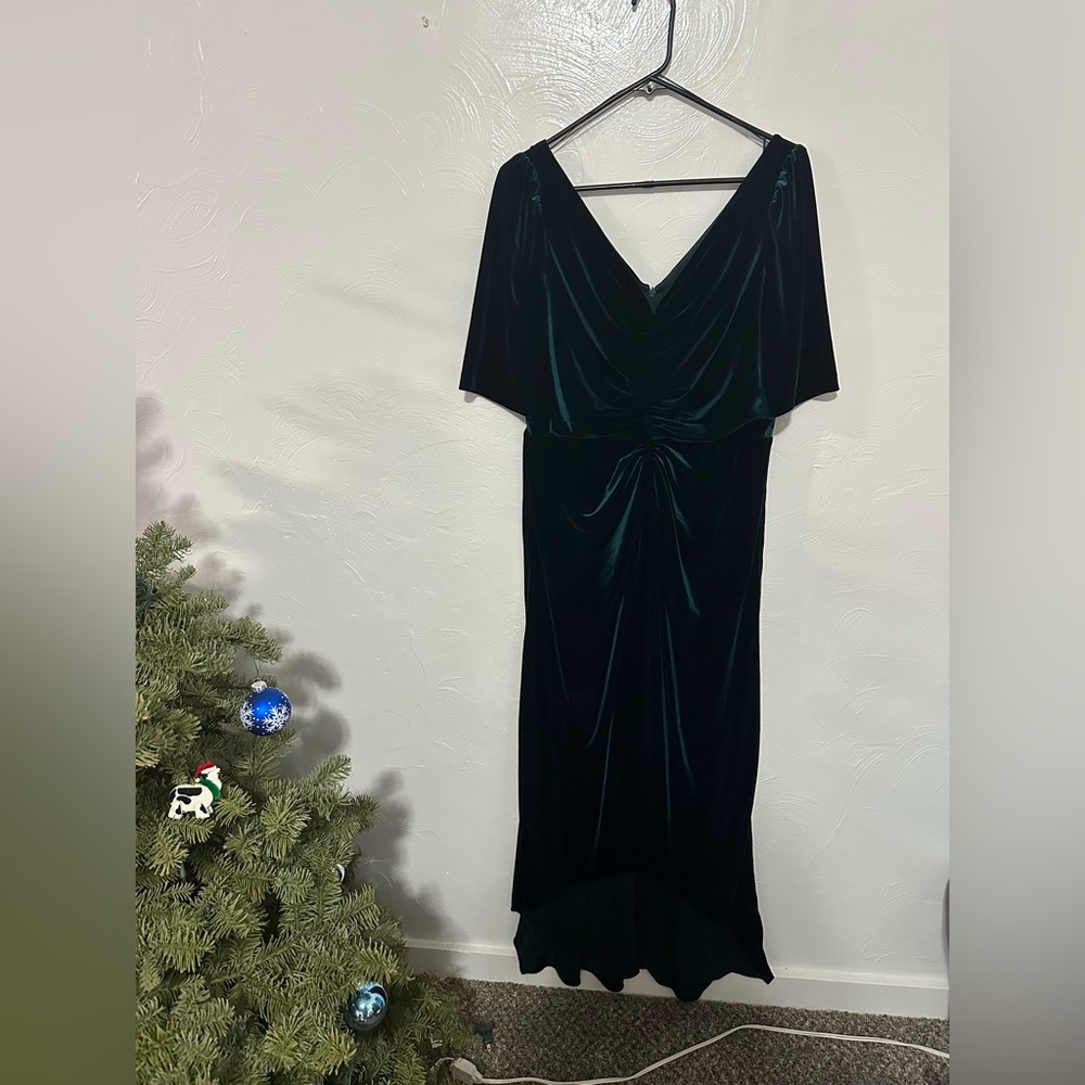 Green velvet Adrianna Papell dress